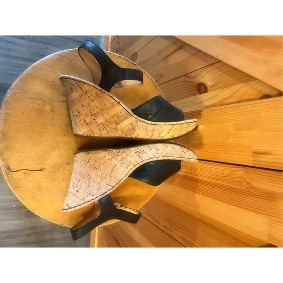 Born Leather Ankle Strap Wedge Open Toe Sandal Women's Size 7 - Picture 5 of 6